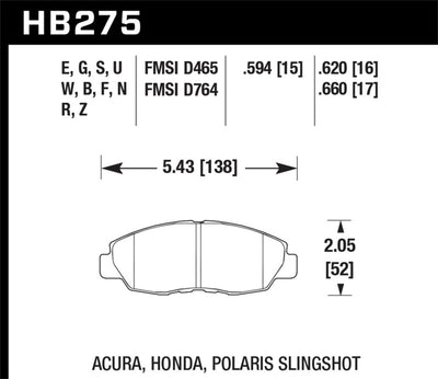 Hawk Performance Ceramic Street Front Brake Pads — Fits 90-02 Honda Accord & 97-99 Acura CL