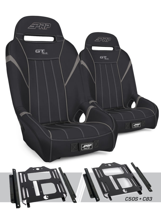 PRP Seats GT/S.E. Suspension Seat Kit (Pair) for Polaris RZR 570 - Black & Gray