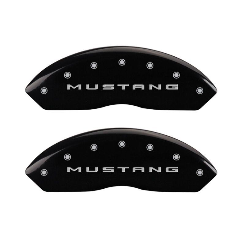 MGP 4 Caliper Covers Engraved Front 2015/Mustang Engraved Rear 2015/Bar & Pony Black finish slvr ch