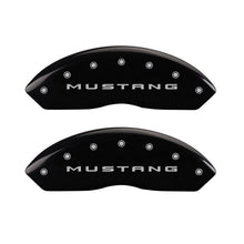 Cargar imagen en el visor de la galería, MGP 4 Caliper Covers Engraved Front 2015/Mustang Engraved Rear 2015/Bar &amp; Pony Black finish slvr ch