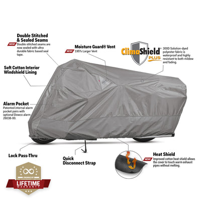 Dowco WeatherAll Plus Motorcycle Cover Gray — XL Heavy Duty