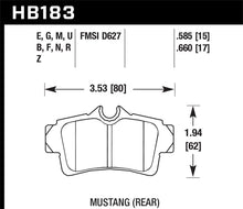 Cargar imagen en el visor de la galería, Pastillas de freno traseras para Ford Mustang Bullitt Hawk 01 / 94, 96-99, 01, 03-04 Cobra / 03-04 Mach 1 DTC-60 Race