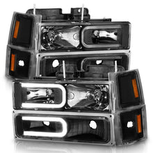 Cargar imagen en el visor de la galería, ANZO 88-98 Chevrolet C1500 Crystal Headlights w/ Light Bar Black Housing w/ Signal Side Markers 8Pcs