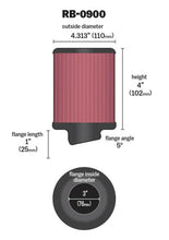 Load image into Gallery viewer, K&amp;N Universal Rubber Filter 3 inch 5 Degree FLG 4 1/2 inch OD 4 inch Height