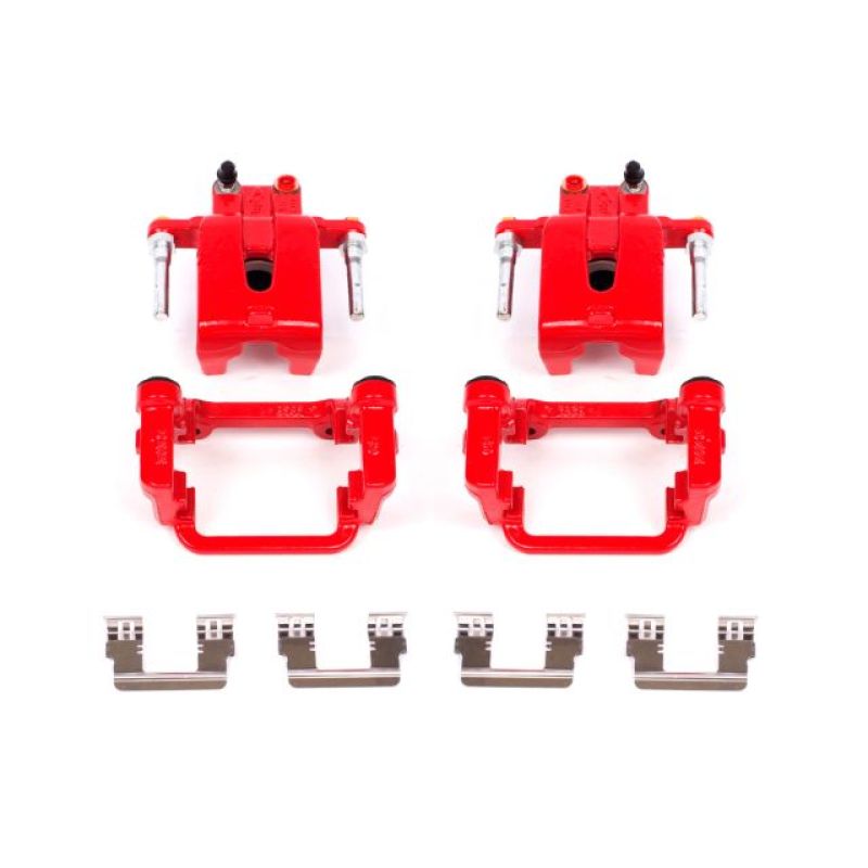 Pinzas traseras rojas Power Stop 05-19 Chrysler 300 con soportes (par)