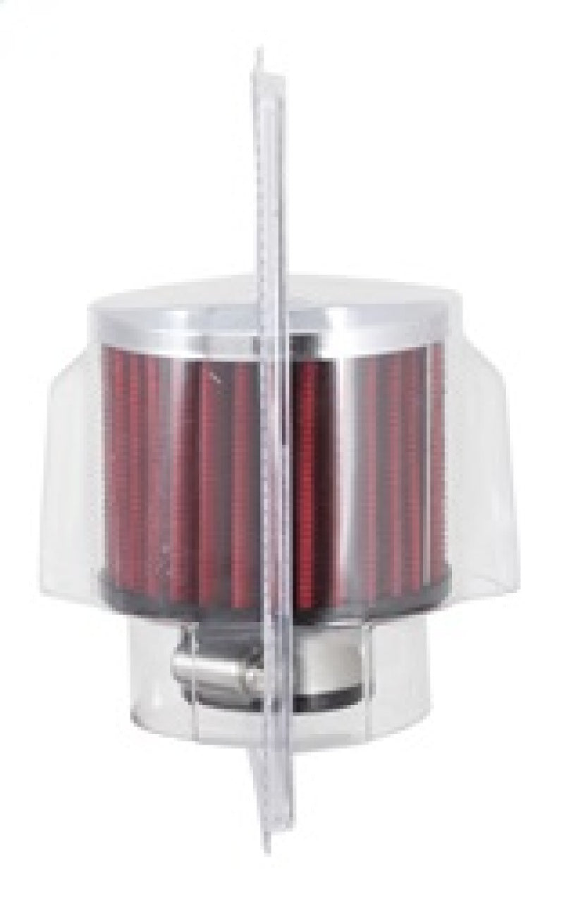 K&N 62-1390 Crankcase Vent Filter — 1.25in Flange ID x 3in OD x 2.5in H Chrome Top
