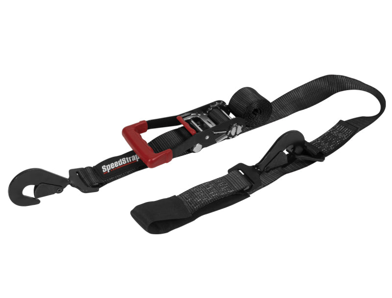 SpeedStrap 2" x 10Ft Ratchet Tie Down Combo w/ Twisted Snap Hooks & Axle Strap - Black