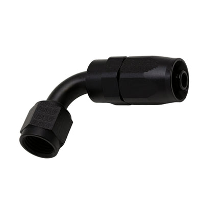 DeatschWerks 6AN Female Swivel 90-Degree Hose End — Matte Black CPE Fitting