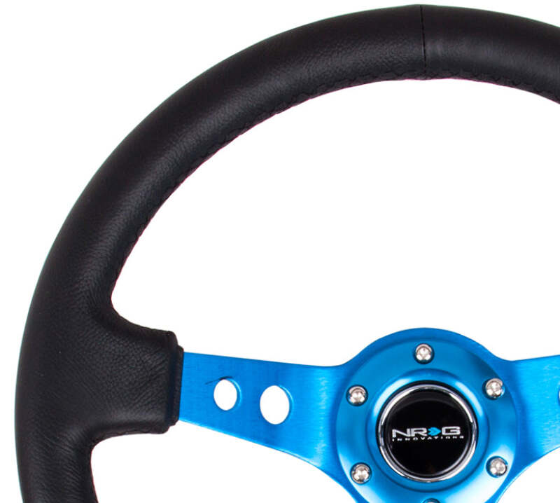 NRG RST-006BK-WT-B Reinforced Steering Wheel 350mm Deep White Leather w/ Black Spokes — Universal Fit