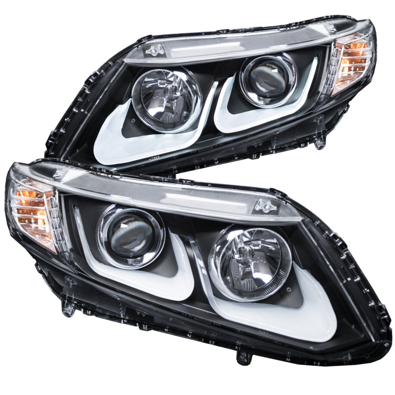 Faros delanteros con proyector ANZO 2012-2015 Honda Civic con barra en U, color negro