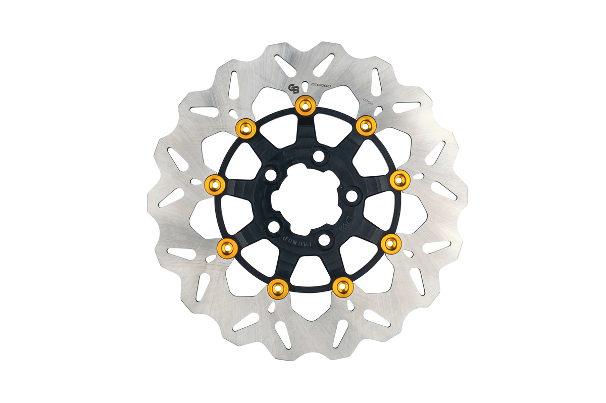 Gbrakes Rotor 11.8" Floating Wave RR Black/Gold Buttons (GBDU076)