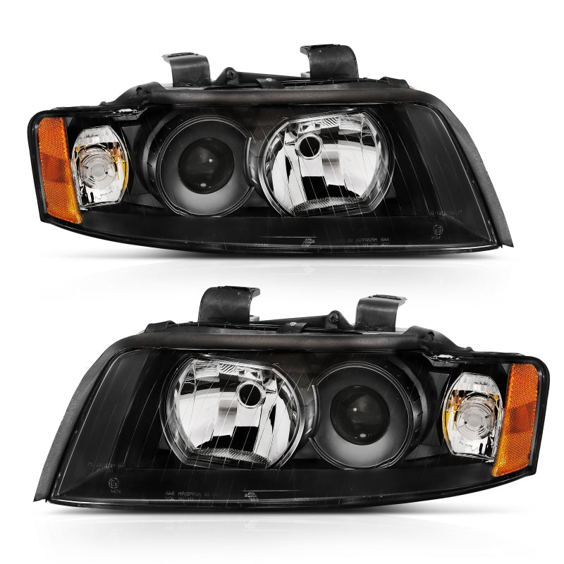 Faros delanteros con proyector ANZO 2002-2005 Audi A4, color negro, G2 (tipo halógeno)