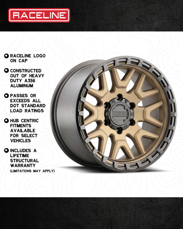 Raceline 953BZ Krank 20x9in / 8x165.1 BP / 0mm Offset / 125.2mm Bore - Bronze