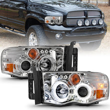 Cargar imagen en el visor de la galería, ANZO 2002-2005 Dodge Ram 1500 Projector Headlights w/ Halo Chrome Clear Amber