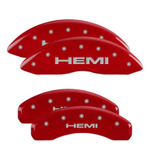 Cargar imagen en el visor de la galería, MGP 4 Caliper Covers Engraved Front &amp; Rear Hemi Red finish silver ch