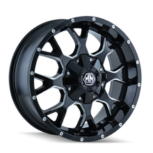 Cargar imagen en el visor de la galería, Mayhem 8015 Warrior 18x9 / 5x114.3 BP / -12mm Offset / 87mm Hub Black w/ Milled Spokes Wheel