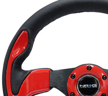 Cargar imagen en el visor de la galería, NRG Reinforced Steering Wheel (320mm) Blk w/Red Trim &amp; 5mm 3-Spoke