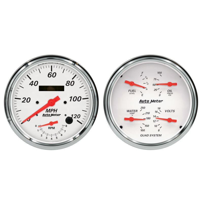 AutoMeter Arctic White Quad Gauge & Tach/Speedo Set - 5in. (2 pc.)