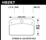 Hawk DTC-50 Brake Pads for Strange Caliper w/ 0.438in Center Hole