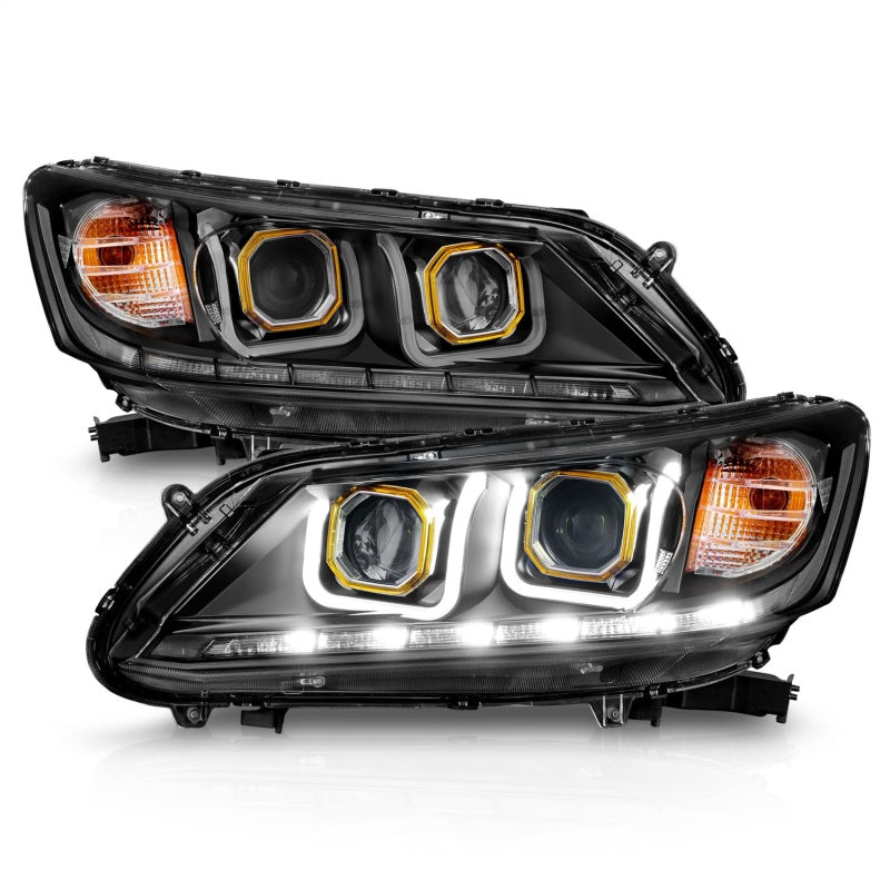 Faros delanteros con proyector ANZO 2013-2015 Honda Accord con barra en U, color negro