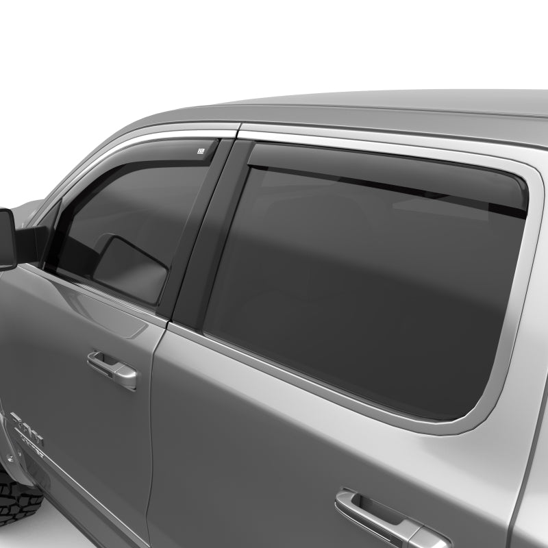 Juego de 4 viseras para ventanas en canal SlimLine para Dodge Ram 1500 Crew Cab 2019 de EGR, color humo oscuro