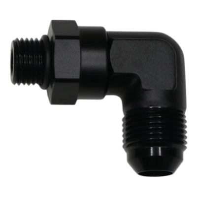 DeatschWerks 6AN ORB Swivel to 8AN Male Flare 90-Degree Fitting - Anodized Matte Black