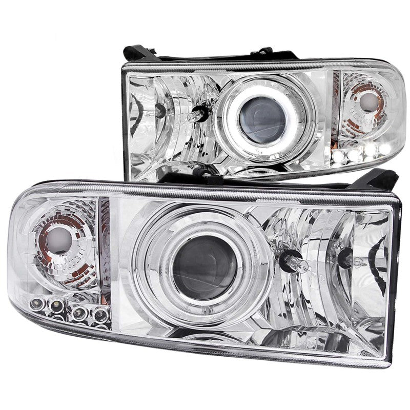 Faros delanteros con proyector ANZO 1994-2001 Dodge Ram con Halo cromado