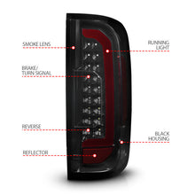 Cargar imagen en el visor de la galería, ANZO 15-21 GMC Canyon Full LED Tail Lights w/ Red Lightbar Black Housing Smoke Lens