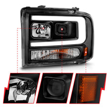 Cargar imagen en el visor de la galería, ANZO 99-04 Ford F250/F350/F450/Excursion (excl 99) Projector Headlights - w/ Light Bar Black Housing