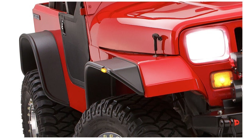 Guardabarros estilo plano Bushwacker para Jeep Wrangler 87-95, 4 piezas (excluye Renegade), color negro