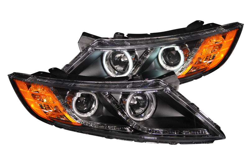 Faros delanteros con proyector ANZO 2011-2013 Kia Optima con Halo negro (CCFL)