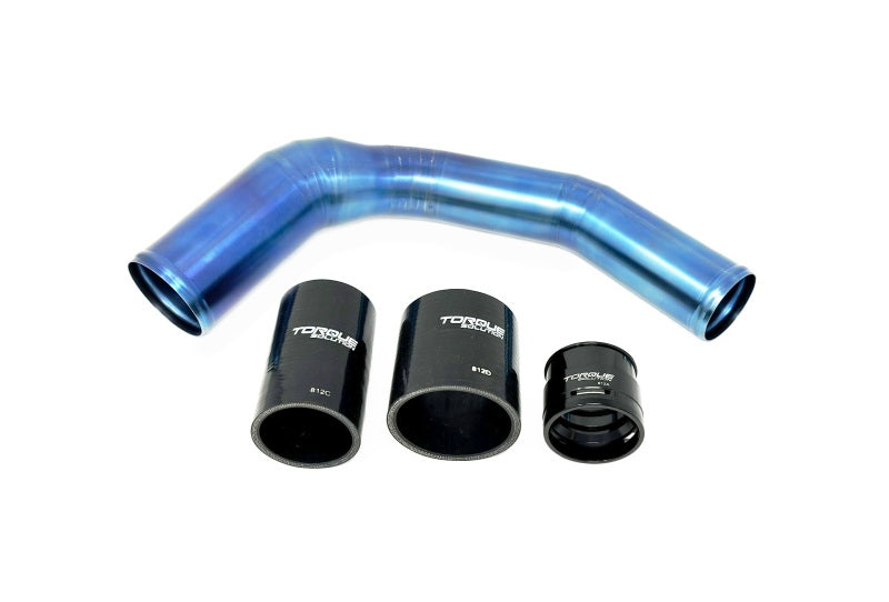 Torque Solution Titanium Top Mount Charge Pipe - Burnt Blue — Fits 2022+ Subaru WRX, 2019-2023 Subaru Ascent