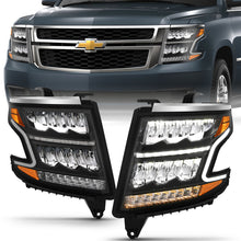 Cargar imagen en el visor de la galería, ANZO 15-20 Chevy Tahoe/Suburban LED Light Bar Style Headlights Black w/Sequential w/DRL w/Amber