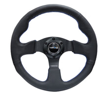 Cargar imagen en el visor de la galería, NRG Reinforced Steering Wheel (320mm) Black Leather w/Blue Stitching