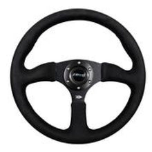 Cargar imagen en el visor de la galería, NRG Reinforced Steering Wheel (350mm / 2.5in. Deep)Blk Alcantara Comfort Grip w/4mm Matte Blk Spokes