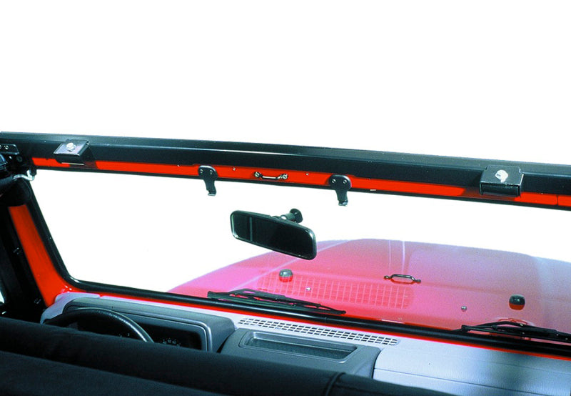 Bestop Windshield Channel - No-Drill Header Design — Fits 1997-2006 Jeep Wrangler TJ