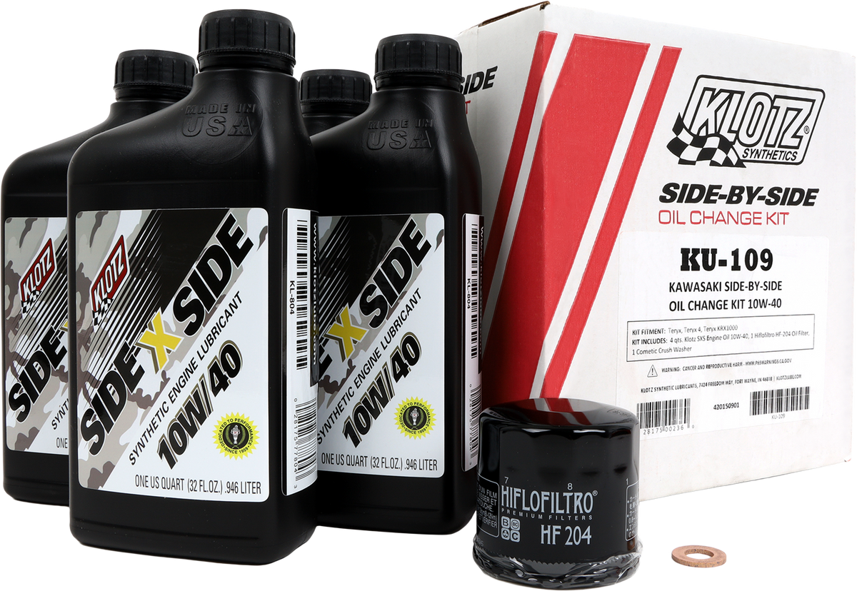 Klotz Kawasaki SXS 4QT Synthetic OIL Change KIT (KU-109)