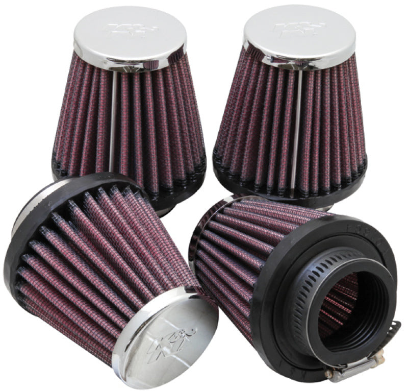 K&N Universal Oval Chrome Air Filter 1 9/16" Flange — Fits Honda CB750, Kawasaki KZ650, Suzuki GS550