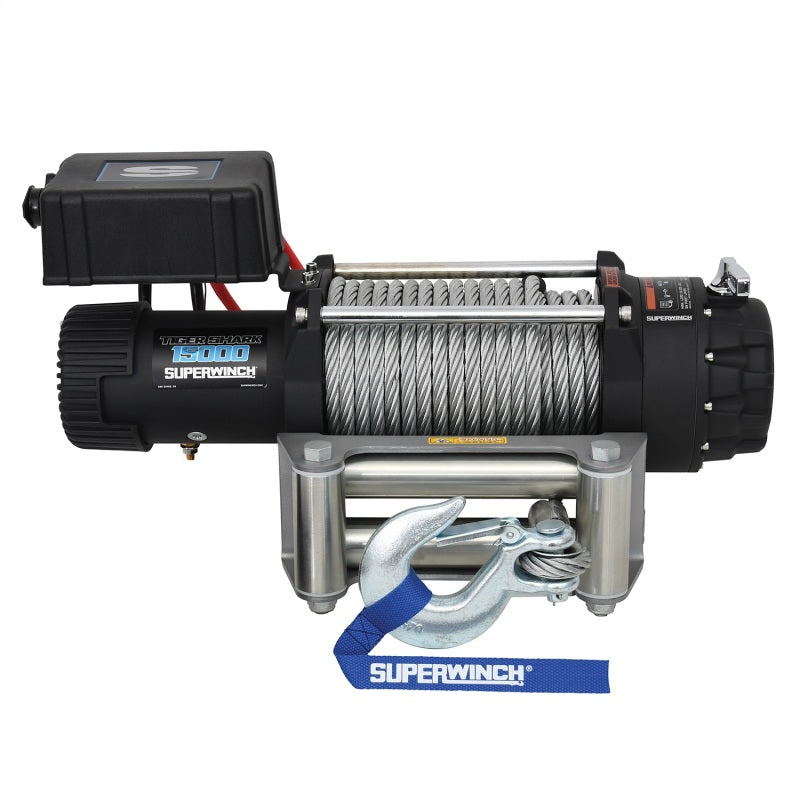 Cabrestante Superwinch de 15 000 libras, 12 V CC, 7/16 in x 82 ft, cable de acero, modelo Tiger Shark 11500