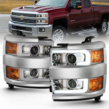 Cargar imagen en el visor de la galería, ANZO 2015-2016 Chevrolet Silverado Projector Headlights w/ Plank Style Design Chrome w/ Amber