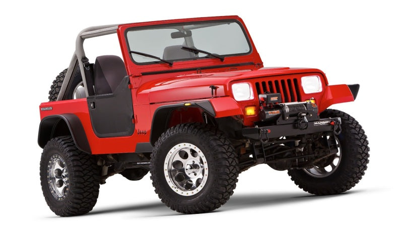 Guardabarros estilo plano Bushwacker para Jeep Wrangler 87-95, 4 piezas (excluye Renegade), color negro