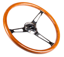 Cargar imagen en el visor de la galería, NRG Reinforced Steering Wheel (360mm) Classic Wood Grain w/Chrome Cutout 3-Spoke Center