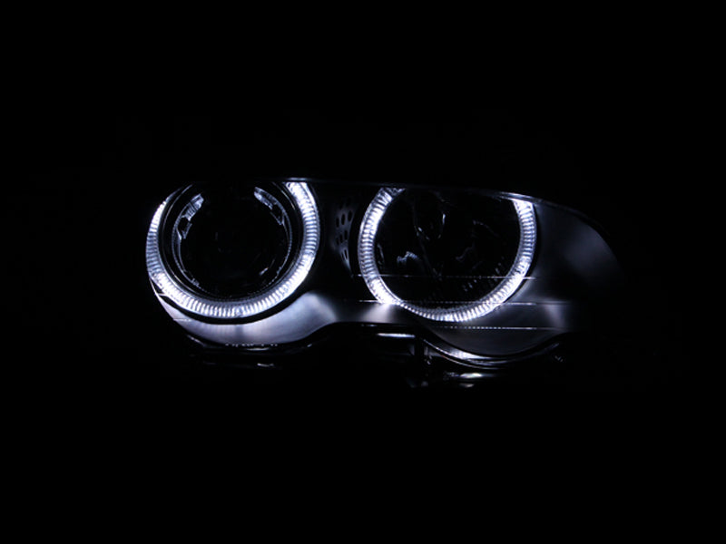 Faros delanteros con proyector ANZO 2000-2003 BMW Serie 3 E46 con Halo negro