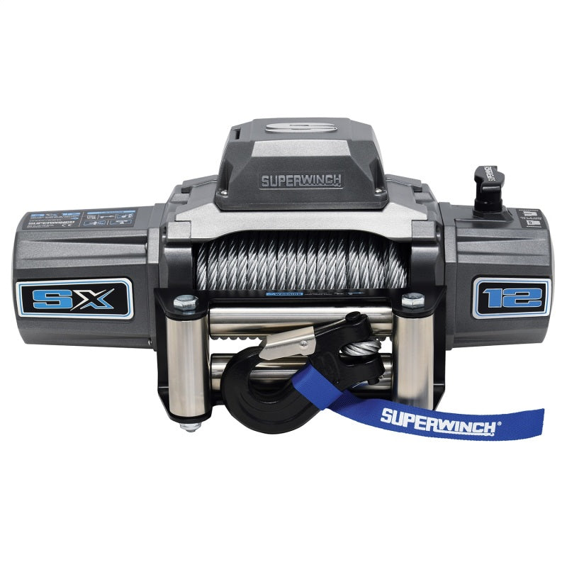 Cabrestante Superwinch SX 12000 de 12 000 libras, 12 V CC, 3/8 in x 85 ft, cable de acero, grafito