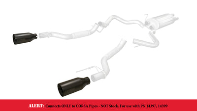 Corsa Performance Pro-Series 3in Inlet/5in Outlet Black Cerakote Tip Kit — Fits 2017-2019 Ford F-150 Raptor & 2021-2023 Ram 1500 TRX