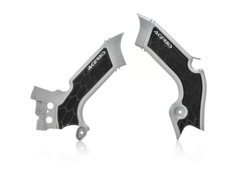 Acerbis 21+ Kawasaki KX250/ 19-23 KX450 Frame Guards- X-Grip - Silver/Black