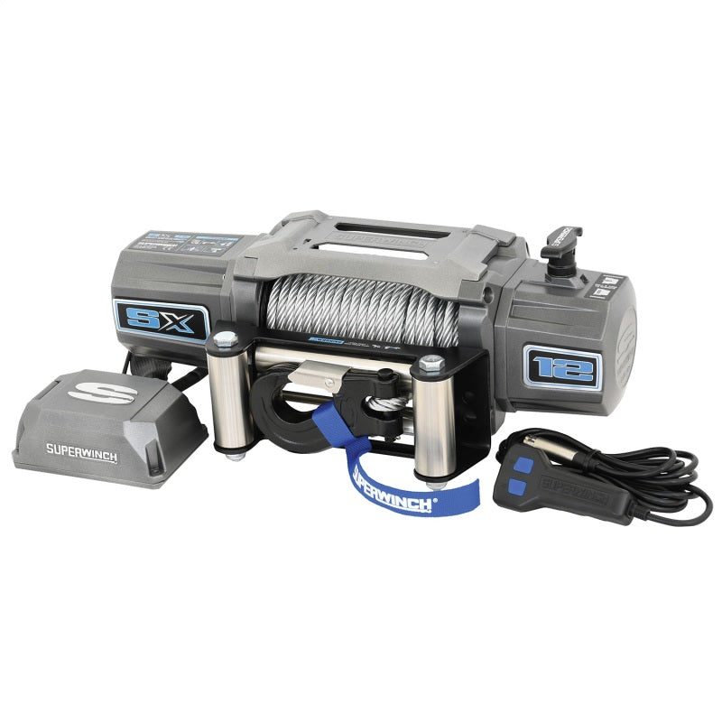 Cabrestante Superwinch SX 12000 de 12 000 libras, 12 V CC, 3/8 in x 85 ft, cable de acero, grafito