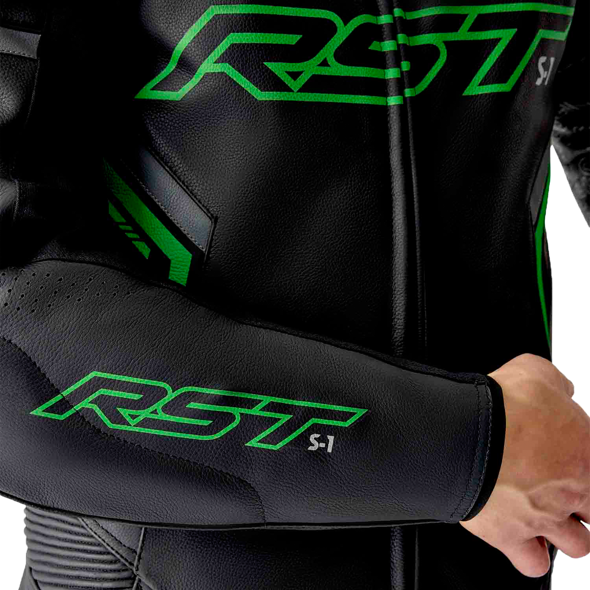 RST S1 D3O Suit BLK/GRY/FLO GRN Leather SM (103604F.GRN-40)