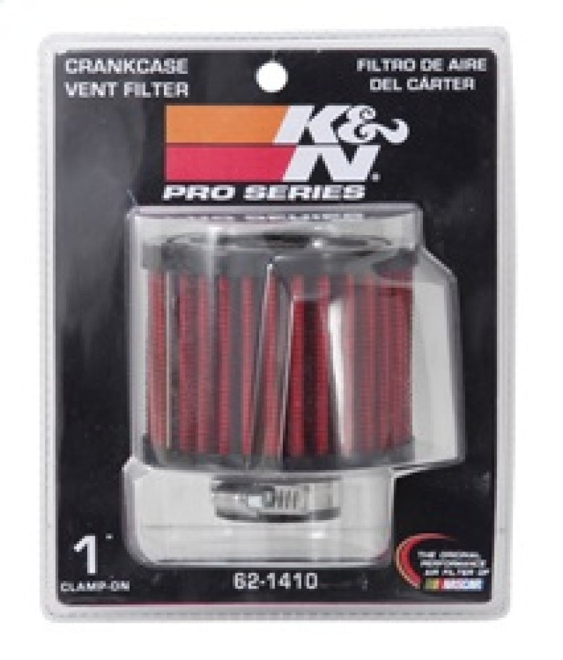 K&N 62-1410 Crankcase Vent Filter — 1in Flange ID x 3in OD x 2.375in H Rubber Base