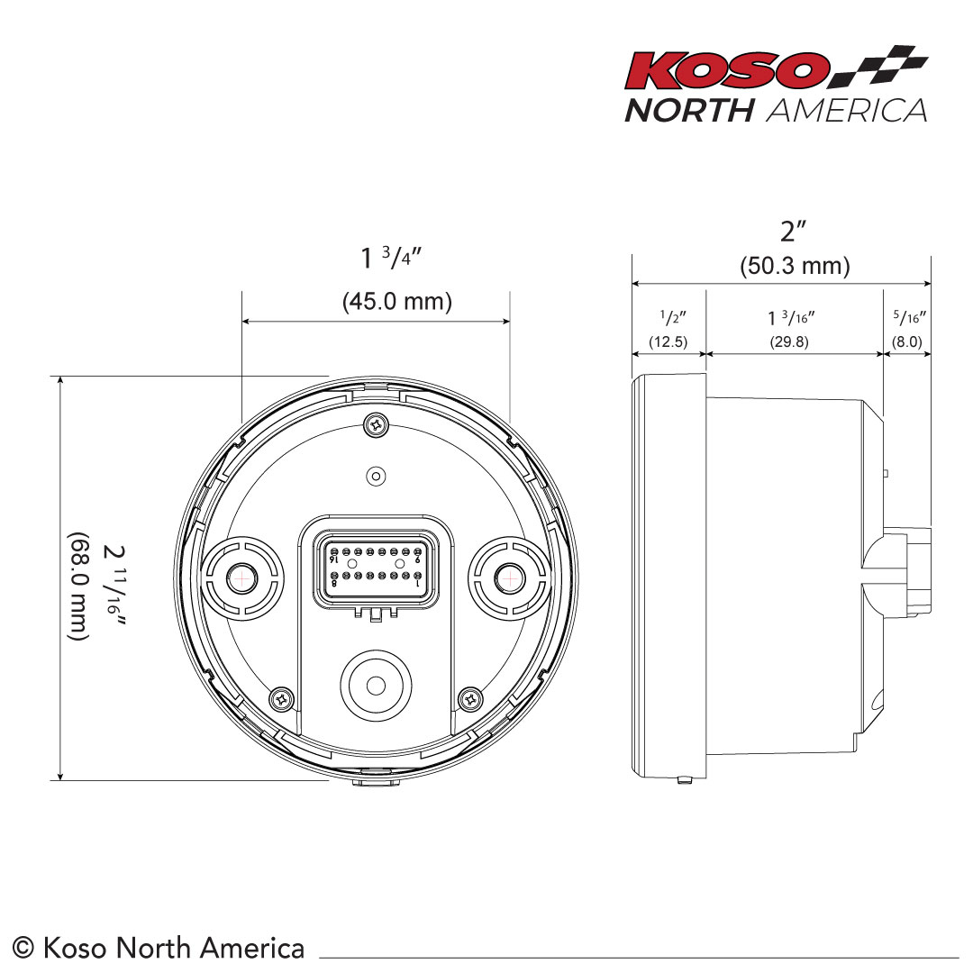 KOSO TNT-05R D60 Tachometer (BA085101)